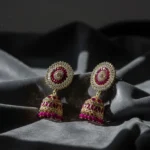 Deep Ruby Pink Jhumka Earrings