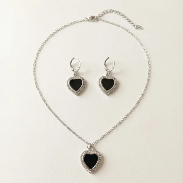 Midnight Heart Pendant Set