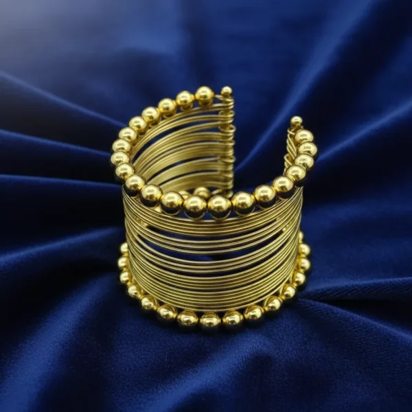 Golden Bead Wrap Cuff Bracelet