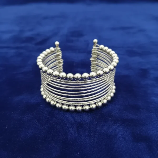 Silver Bead Wrap Cuff Bracelet