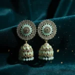 Mint Green Floral Jhumka Earrings